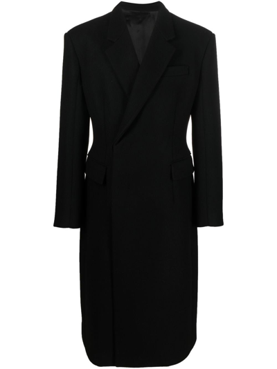 Prada Tailored Concealed-fastening Coat In Black