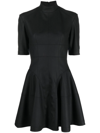 Giovanni Bedin Half Sleeves Turtle Neck Godet Mini Dress In Schwarz