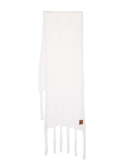 Forte Forte Logo-patch Knitted Scarf In Nude