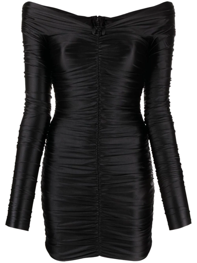 Elisabetta Franchi Gathered Mini Dress In Schwarz