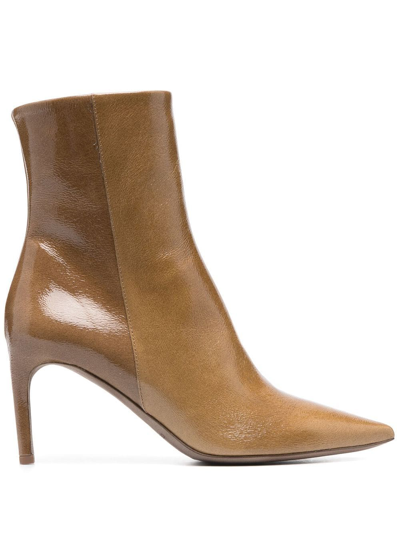 Del Carlo 80mm Pointed-toe Ankle Boots In Braun