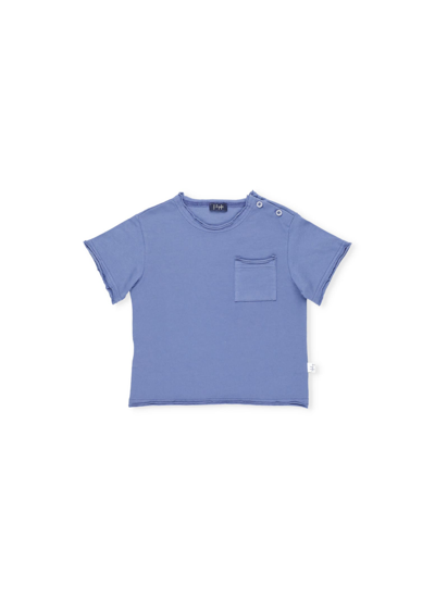 Il Gufo Babies' T-shirt With Chest Pocket In Celeste Scuro