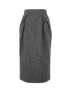 Maison Margiela High-rise Pleated Herringbone-wool Midi Skirt In F Black White