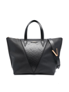 Versace Logo-embossed Leather Tote Bag In V Black Gold
