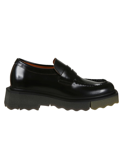 Off-white Leather Sponge Loafers In Black / Military