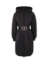 Twinset Hooded Puffer Coat In Black