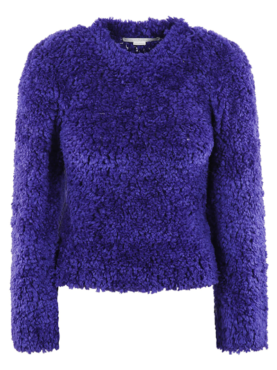 Stella Mccartney Teddy-textured Round-neck Faux-fur Jumper In Purple