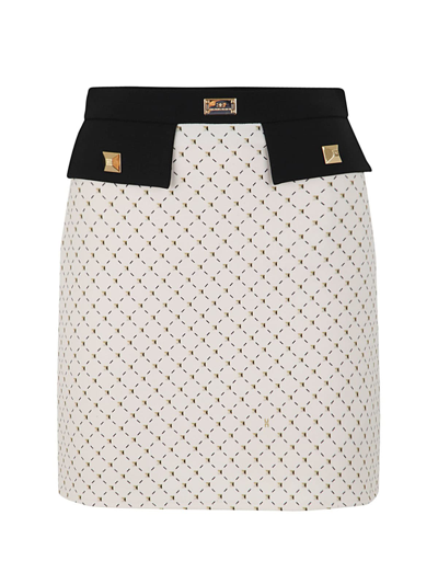Elisabetta Franchi Bicolor Mini Skirt In Butter Black