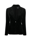 Majestic Single-breasted Velvet Blazer In Noir