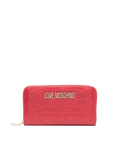 Love Moschino Croco Print Wallet In Red