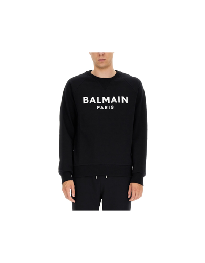Balmain Sweatshirt With Logo Print In Black