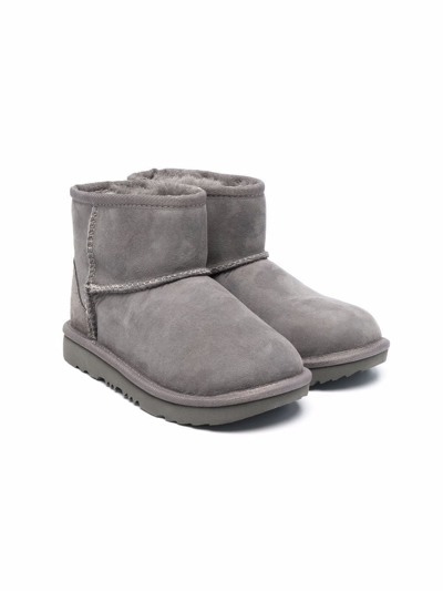 Ugg Kids' Grey Wool Ankle Boots In Grigio