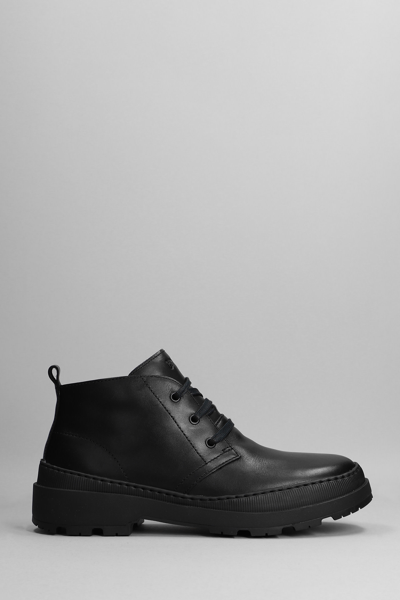 Camper Brutus Trek Lace Up Shoes In Black Leather In Black