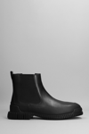 Camper Pix Low Heels Ankle Boots In Black Leather In Black