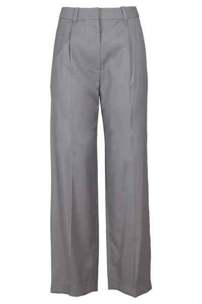 Low Classic Regular-fit Wide-leg Low-rise Woven Trousers In Grey
