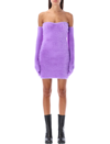 Off-white Fuzzy Gloves Mini Dress In Lilac