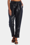 Bagatelle Pleated Belted Faux Leather Pants In Bone