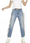 BLUE REVIVAL Chain Fringe Straight Jeans in Blue Denim