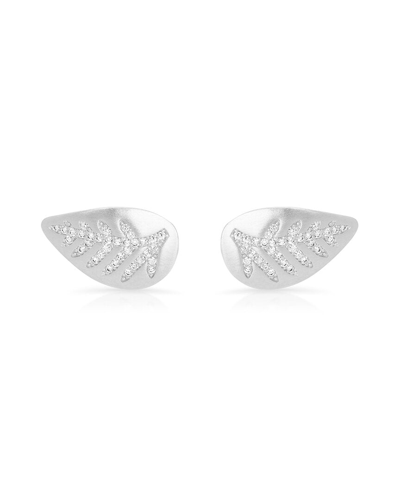 Dean Davidson Origin Palladium Plated White Topaz Leaf Drop Earrings In Silver