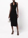 Simkhai Natasha Ribbed Sleeveless Polo Top In Black