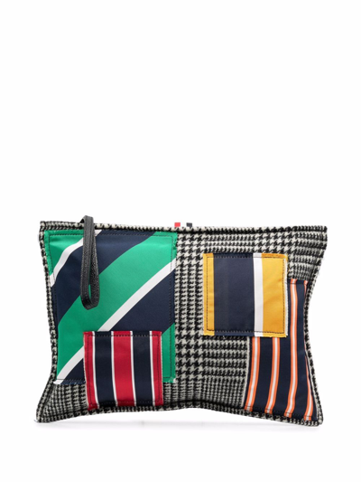 Thom Browne Small Patchwork Pillow Clutch Bag In Black