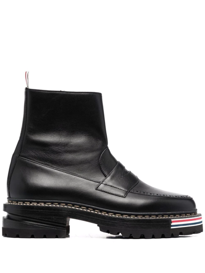 Thom Browne Penny Loafer Ankle-length Boots In Black