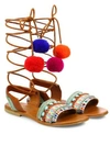 ELINA LINARDAKI L.A. Lover Embroidered Leather High-Wrap Sandals