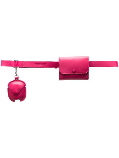 Yves Salomon Leather Pocket Belt In Pink