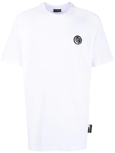 Plein Sport Ss Statement Logo-patch T-shirt In White
