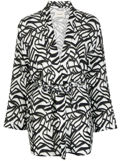 Bambah Geometric-print Wrap Blouse In Black