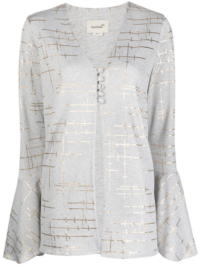 Bambah Metallic-print V-neck Blouse In Grey