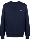 Lacoste Classic Logo-patch Cotton Sweatshirt In Blau