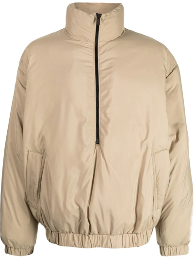 Essentials Zip-up Puffer Jacket In Braun