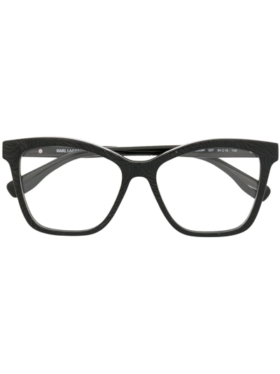 Karl Lagerfeld Square-frame Embossed Glasses In Schwarz