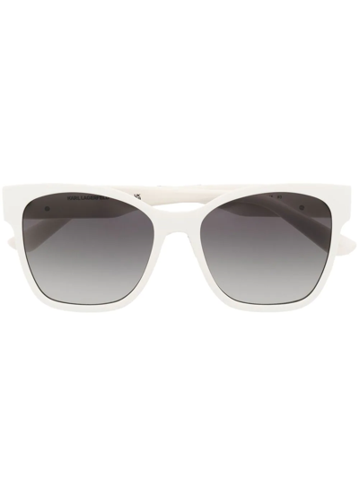 Karl Lagerfeld Logo-plaque Square-frame Sunglasses In Weiss