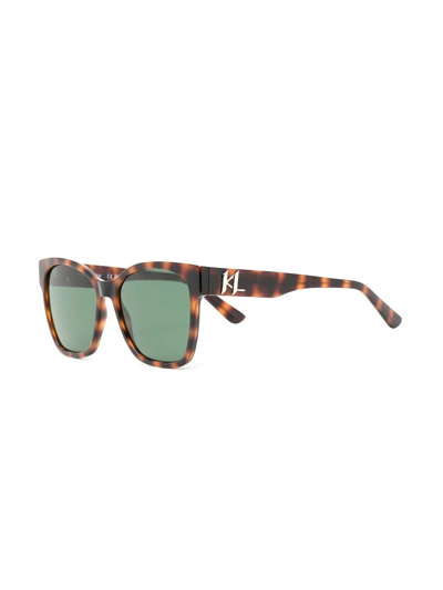 Karl Lagerfeld Logo-plaque Square-frame Sunglasses In Braun