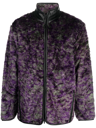 Needles Abstract-print Faux-fur Jacket In Purple