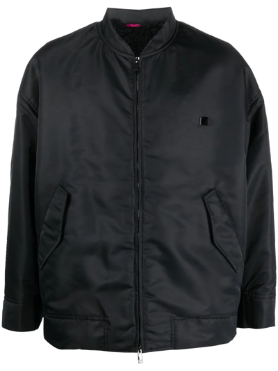 Valentino Zip-up Bomber Jacket In Black