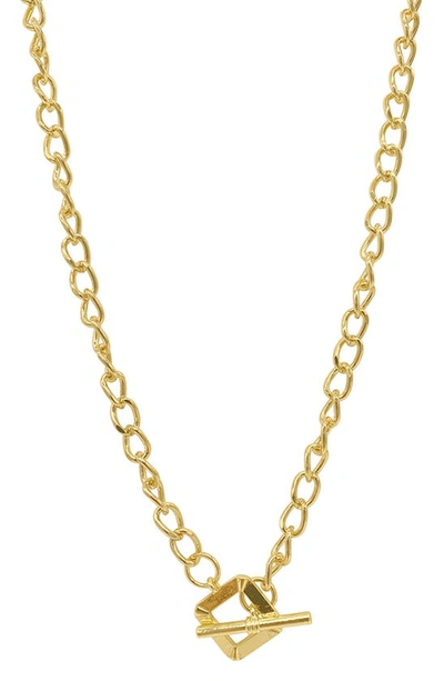 Adornia Open Curb Chain Square Toggle Necklace In Yellow