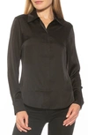 Alexia Admor Cassidy Collared Classic Fit Button-up Shirt In Black