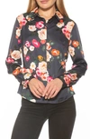 Alexia Admor Cassidy Collared Classic Fit Button-up Shirt In Navy Floral