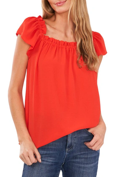 Cece Square Neck Blouse In Poppy Red