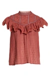 Ulla Johnson Delaine Mock Neck Cotton & Silk Blouse In Rosewood