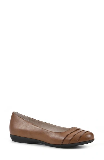 White Mountain Footwear White Mountain Clara Ballet Flat In Cognac Burn Smooth