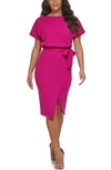 Kensie Tie Front Blouson Dress In Orchid