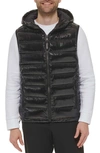 Calvin Klein Hooded Puffer Vest In Shiny Black
