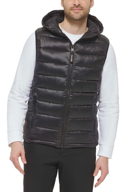 Calvin Klein Hooded Puffer Vest In Black