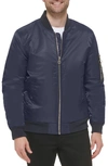 Calvin Klein Satin Bomber Jacket In True Navy