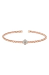 Meshmerise 18k Gold Plated Two-tone Diamond Bangle Bracelet In Rose Gold