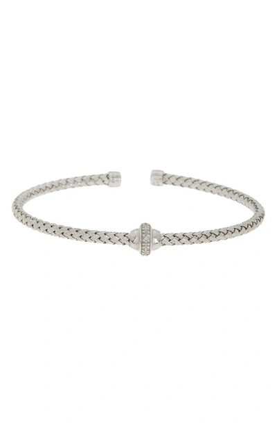 Meshmerise 18k Gold Plated Two-tone Diamond Bangle Bracelet In White Gold